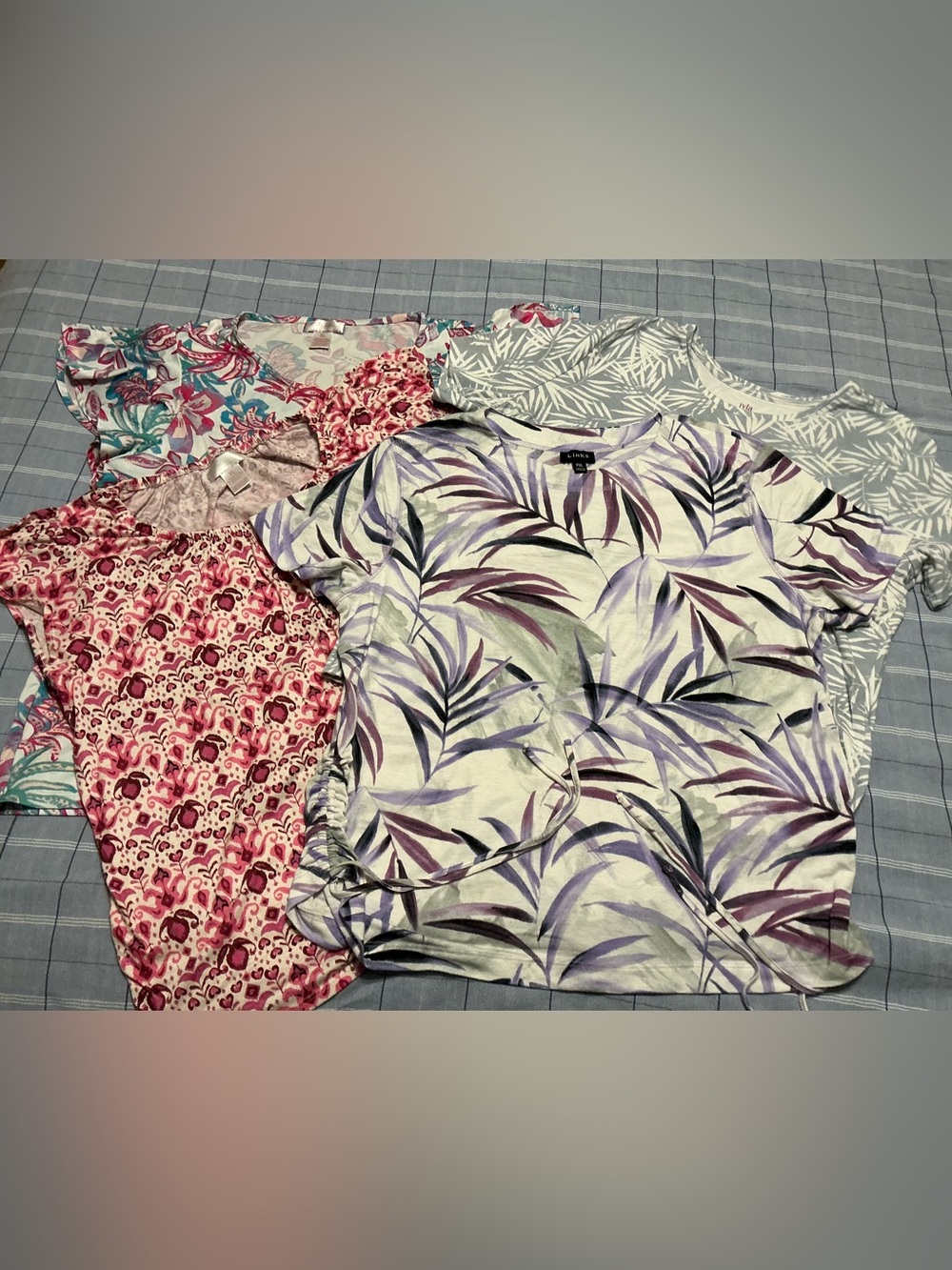 4pc XL Tropical Boho Short Sleeve Top Bundle  with Vacation Vibes